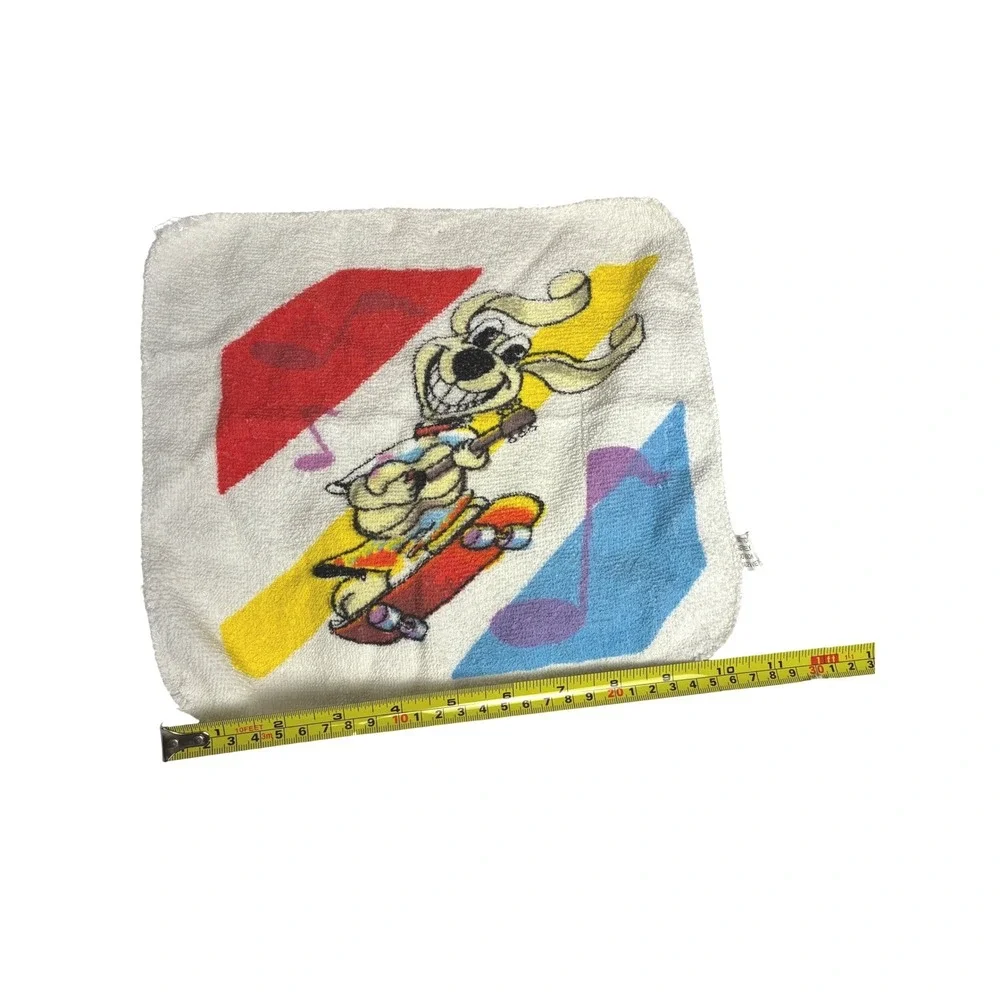 Retro 90s Skateboard Puppy Wash Rag Neon Cartoon‎ Bathroom Decor